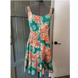 Nine West Floral Dress in Teal and Red